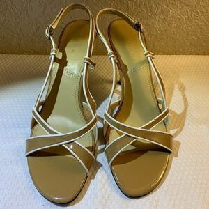 Tahari Tan and White Heeled Dress Sandals